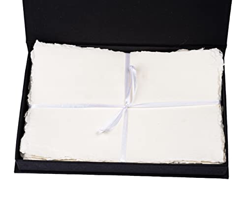 Watercolor Paper With Box- Mixed Media Watercolor Paper - Deckle Edge Cotton Handmade Paper - 200 Gsm Thick Virgin Vintage Cotton Paper (Off White, 7.5 Inches X 11.5 Inches) #TOP7