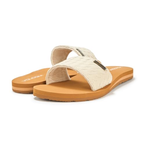 Image of Volcom Women's Simple Slide Sandals - Cushioned Synthetic Leather Strap Slides With Padded Footbed