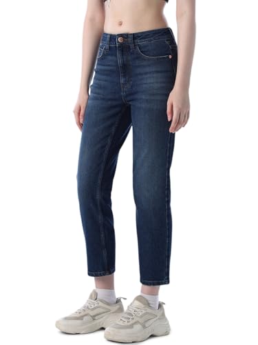 Image of ONLY Women's Solid Slim Fit High Rise Blue Jeans