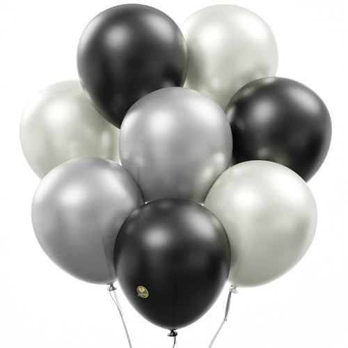 Image of AFTERLOON Natural Rubber Latex Mini Balloons 50 pcs Pearlized White /Silver /Black 5 Inch Pearl Color, Plastic-Free Alternative Pearlescent Durable Thickened Extra Strong Helium Float, Wedding Decor