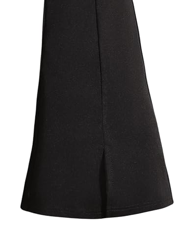 OYOANGLE Girl's Flare Leg Flowy Trousers Solid Plain Cropped Elastic Waisted Split Hem Casual Long Pants4