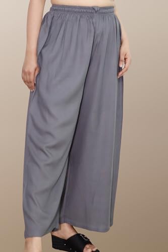 Image of KASANI Women's Solid Rayon Palazzo Pants Regular Palazo