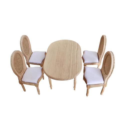 Décoration créative maison de poupée avec table miniature et chaises de salle à manger