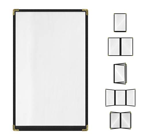 Goodsmart Restaurant Menu Covers – 25 Pack Black 2-View, Top-Loading Menu Holders, Vinyl & Plastic Café Menu Covers, Clear Menu Sleeves, Fits 8.5