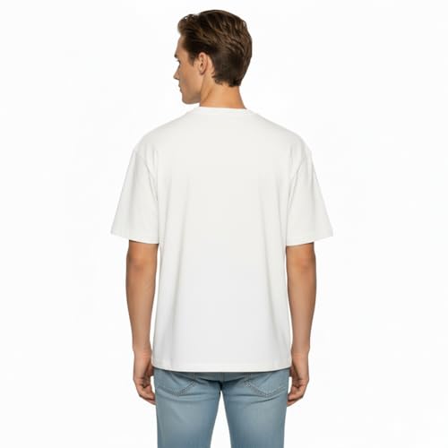 Image of Van Heusen Men's Premium Cotton Oversized Drop Shoulder Brand Logo T-Shirt