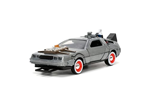 JADA- Coche Delorean Regreso al Futuro III, Escala 1:32 (15cm), Fabricado en Metal Fundido a Alta Presión, Coleccionismo (253252024)