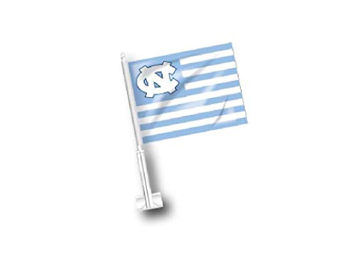 Shrunken Head Brand UNC Car Flag North Carolina Tar Heels JayMac Car Flag American Flag