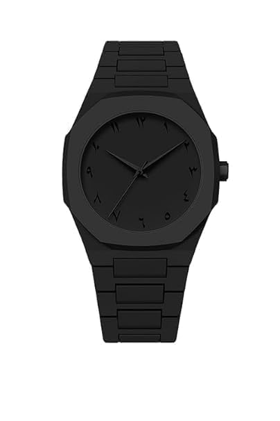 Mens Analog Stainless Steel Strap Men's Aura Watch with Arabic Numerals Matte Black Minimalist Analog Trending Wristwatch (Note: This is Lightweight Watch 42 Gram and Plastic Material (urdu bk)