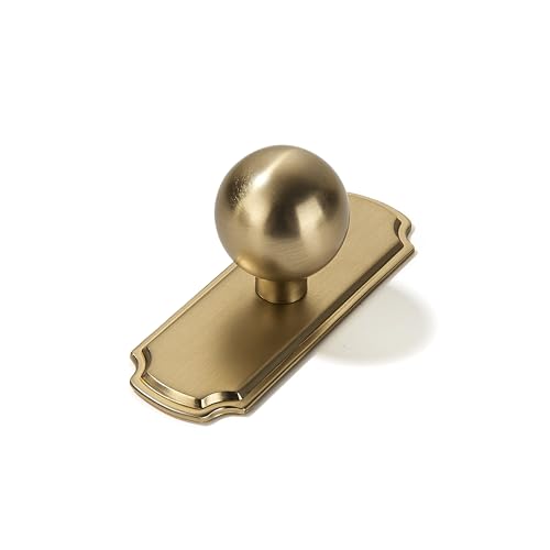 khtumeware 10-Pack Heavy Duty Solid Backplate for Cabinet Knobs Brushed Brass Drawer Knobs with Backplate Suitable for Dresser and Kitchen Cabinet Hardware.