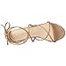 Allegra K Women's Strappy Lace Up Chunky Heeled Nude Heels Sandals 10 M US