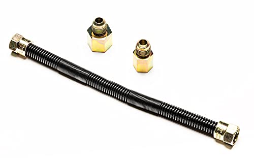 Dreffco 10'' x 3/8'' High Capacity Gas Flex Line - Premium Quality Black Non-Whistle Fire Pit, Fireplace, Dryer Gas Line - Perfect Gas Line for NG or LP Fire Pits - Versatile Usage - Easy Installation