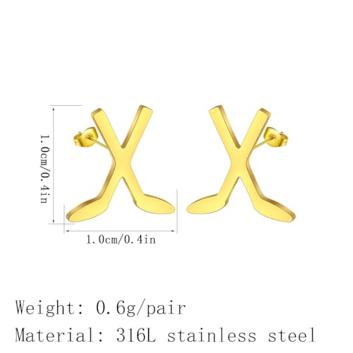 Dreuyet Tiny Ice Hockey Stick Ice Hockey Skates Stud Earrings Set for Women Men Minimalist Stainless Steel Cartilage Small Studs Earring Fashion Ice Hockey Sports Jewelry Gifts3
