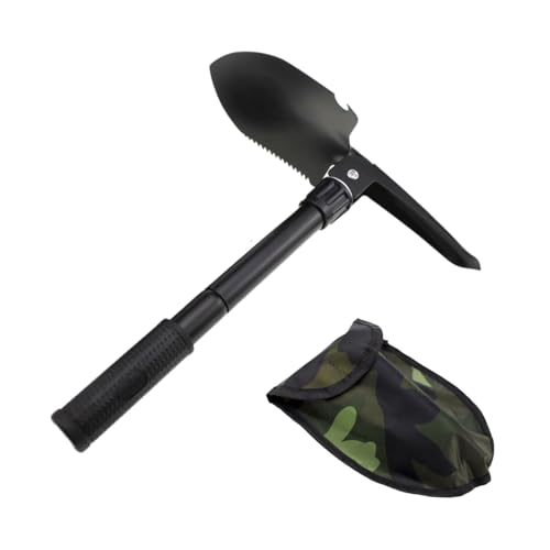 You2Bnology 高炭素鋼 多機能シャベル 折り畳みスコップ ミニコンパクトシャベル 合金製 頑丈 多途用 ツルハシ 鋸 斧 栓抜き アウトドア専用 キャンプ 釣り 登山 雪かき 園芸 除雪 防災 避難 緊急ツール 車載スコップ 組み立て式 収納バッ