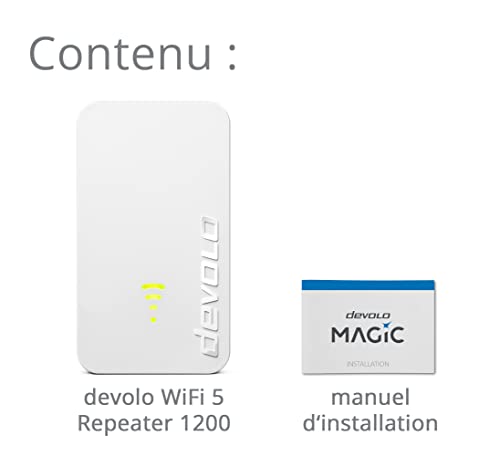 Devolo Repeater WiFi 5 (ac) 1200 : Amplificateur WiFi Mesh, 1200 Mbits, 1x Port Gigabit Ethernet, Répéteur WiFi compatible toutes box internet, Access Point, prise française