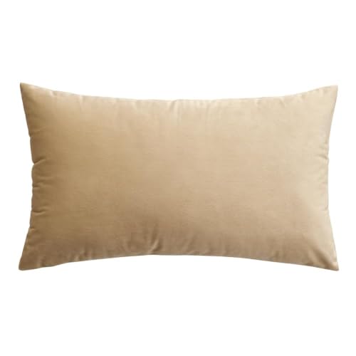 Image of 2 Pcs Reversible Velvet Pillow Covers Throw Pillow Case Soft Cozy Velvet Rectangle Home Decorative Throw Cushion Covers for Couch and Bed, Sofa (12x18 inch, Beige)
