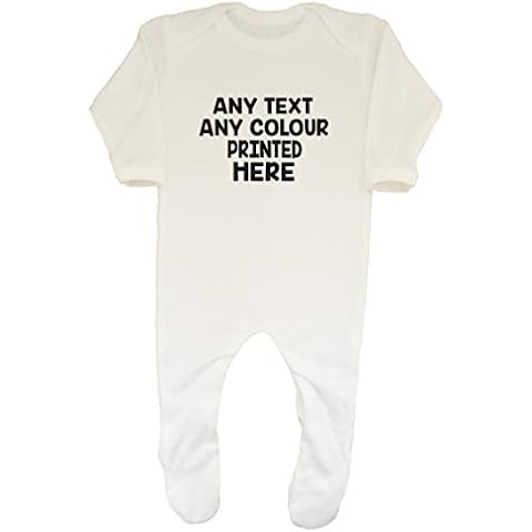 Shopagift Baby Personalised Any Text and Any Colour Sleepsuit Romper White Cover