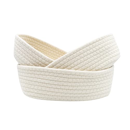 Anzirose Natural Cotton Rope Storage Baskets Multi-sized 3 pieces set Oval Organizer Bins for Home Decor Closet Toys Desktop Cosmetic Kid's Room Storage Nursery Bins