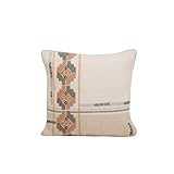  MADURA - Housse de Coussin Itzel Décoration pour Maison Salon Chambre Canapé - Idée Cadeau en Jacquard de Coton et Broderie Ethnique Naturel 40x40 cm