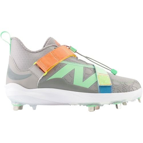 New Balance Unisex FuelCell Lindor V2 Metal Baseball Shoe, Team Away Grey/Neon Dragonfly/Electric Jade, 12 US Men