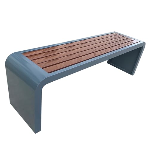 Banc de jardin robuste gris 100 cm structure métallique et finition bois composite premium
