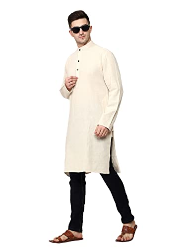 Men Handmade Cotton Round Neck Kurta Top Only Party Fashion Regular Ethinic Wear Indian Dress