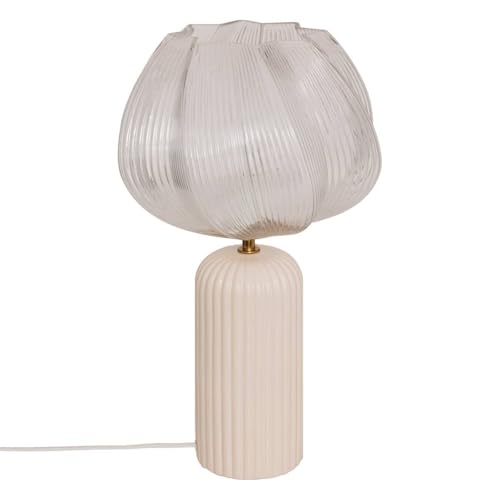 Atmosphera - Lampe à Poser Phylas Beige – H45,5cm – Base en Céramique et Abat-jour en Verre – Ampoule Non Incluse – Éclairage Décoratif Intérieur