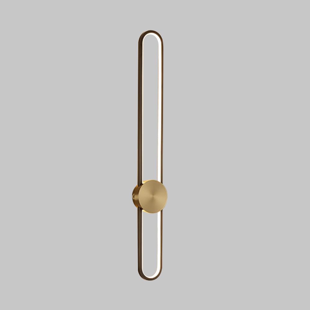 FZQSXAZU Modern Minimalist LED Wall Sconce, Long Strip Lamp in Copper, Wired Lighting for Living Room & Bedroom, Detive Fixture