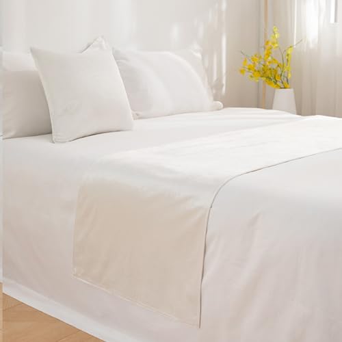 TTiiLoe Caminos de cama de terciopelo de lujo, bufandas de cama de doble cara, cubrecamas de protección para habitación de hotel, color blanco, 45 x 160 cm para cama de 1 m