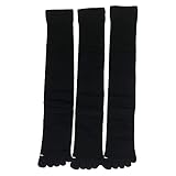 ５本指ハイソックス メンズ【3足組】 表糸綿100％ かかと付き 大きいサイズ 靴下 ロングタイプ シンプル ビジネスソックス (ブラック, 25～27cm)