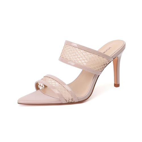 Image of vivianly Clear Pointed Toe Heels Sandals Transparent Strap Stiletto High Heels Slip on Mules for Women
