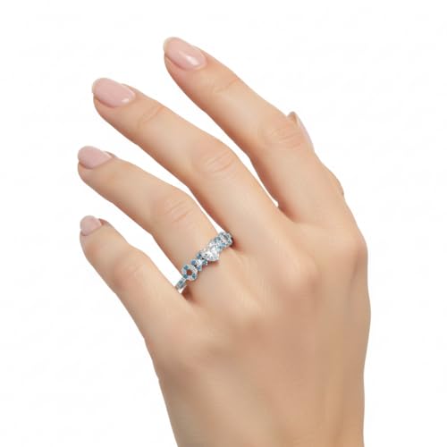 Image of Choose Your Gemstone Beautiful XO Design Diamond CZ Ring 925 Sterling Silver Heart Shape Side Stone Engagement Rings Lightweight Office Wear Everyday Gift Jewelry US Size 4 to 12