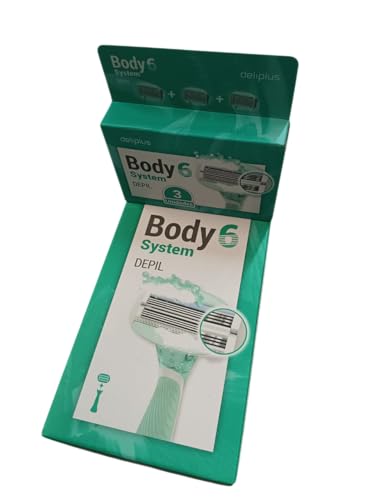 Pack Genérico Depilación Corporal 6 Hojas: 1 Maquinilla Recargable con su cuchilla y soporte ventosa + caja con 3 Recambios Compatibles Body System