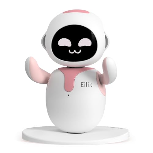 Image of FASTRON Eilik- A Desktop Companion Robot with Emotional Intelligence, Your Perfect Interactive Companion at Home or Workspace. Cute Robot Pets, Unique Gift for Kids, Girls & Boys (White Pink)