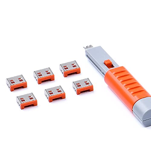 SmartKeeper ESSENTIAL / 6 X USB A Port Blockers con 1 X Lock Key Basic/Arancione