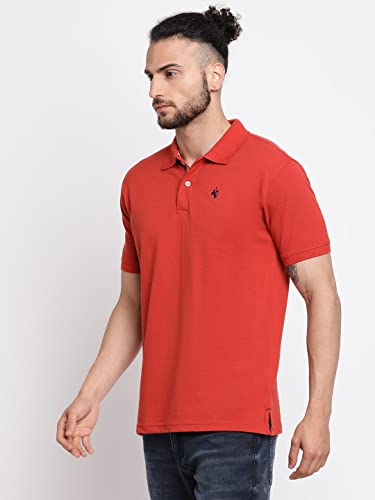 Image of Cantabil Men's Cotton Blend Solid Polo Neck T-Shirt (Regular Fit)