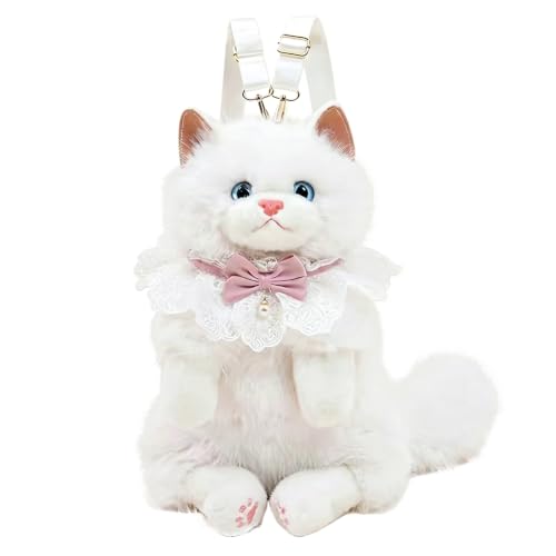Image of Women Animal Teddy Bear Plush Backpack with Adjustable Straps (Ragdoll white)