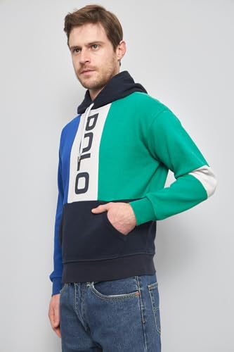 POLO RALPH LAUREN Men's Sweater Large Pullover Hoodie Colorblock (Medium, Blue MU)3