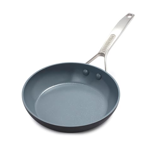 GreenPan 8” Nonstick Frying Pan Skillet, PFAS-Free Ceramic, Hard Anodized Cookware, Stainless...