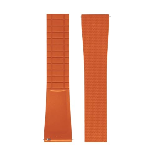Bracelet montre FKM 20mm caoutchouc orange dégagement rapide motif lin