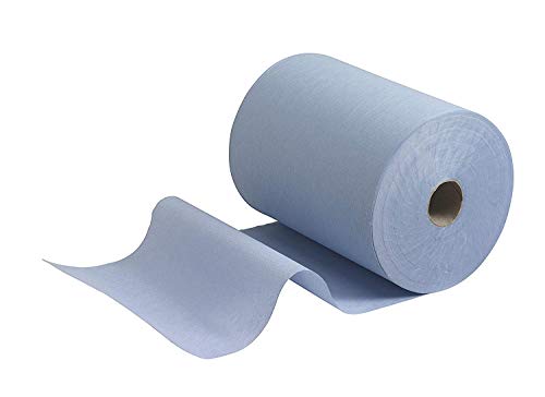 Image of TPZ The Packaging Zone | Centre Feed Blue Rolls | Blue Recycled Paper Hand Towels | Multi-Purpose Use | 6 Pack