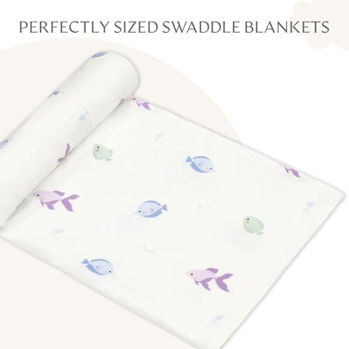 Image of Muslin Baby Swaddle - Breathable Receiving Blankets for Newborn Baby, 70% Viscose derived from Bamboo, 30% Spandex, Imported