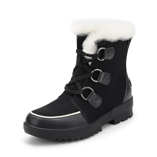DREAM PAIRS Ankle Winter Boots for Women Snow Boots Anti-Slip Resistant Classic Warm Faux Fur Lined Lace Up for Outdoor Hiking Walking 9 Black