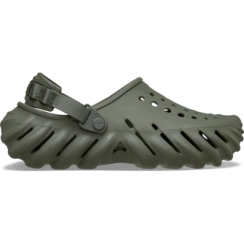 Crocs Sabots Echo unisexes pour adulte, olive poussiéreux, pointure 13 femmes/11 hommes