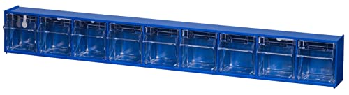 Klappschüttenmagazin VarioPlus ProFlip 9 | HxBxT 7,7x60x6,5cm | Blau-Transparent | Sortierkasten, Klappschüttenmagazin, Kleinteilemagazin, Sortierbox, Werkzeugkasten