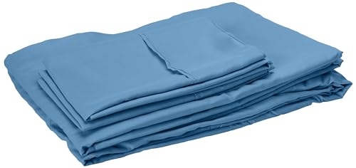 Sweet Home Collection 7 Piece Comforter Set Bag Solid Color All Season Soft Down Alternative Blanket & Luxurious Microfiber Bed Sheets, Denim, Twin XL