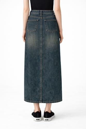 Image of ODDMONKEY Women High Waist Denim Skirt | Skirt for Women | Long Straight Fit Skirt |Long Skirt for Women