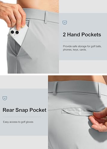 Image of Pudolla Men's Golf Pants Stretch Work Dress Comfy Pants 30 inch /32 inch /34 inch Lightweight Quick Dry Casual Slacks Trousers with Pockets