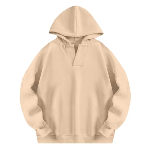 LRMQS Girls Oversized Hoodies 2024 V Neck Hooded Sweatshirts Trendy Long Sleeve Pullover Casual Fall Teen Girl Preppy Clothes2