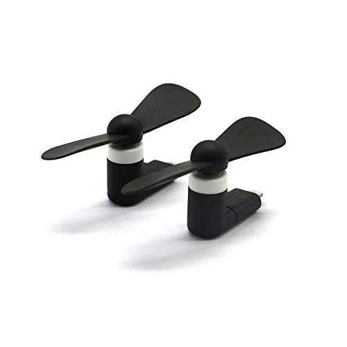 FitHom Portable Mini Cell Phone USB Fan,Ultra-Mini Cell Phone Fan 2-in-1 Mini Fan,USB Powered Rechargeable Fan for iPhone/iPad and Android - Black (2pcs)