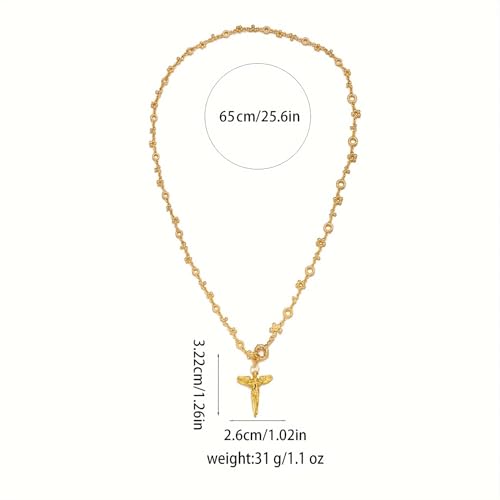 SHANG JIURUI Guardian Angel Pendant Necklace 18K Gold-tone Plating Angel Wings Necklaces Dainty Religious Jewelry unisex(N516) by SHANG JIURUI - Used condition - Image 3